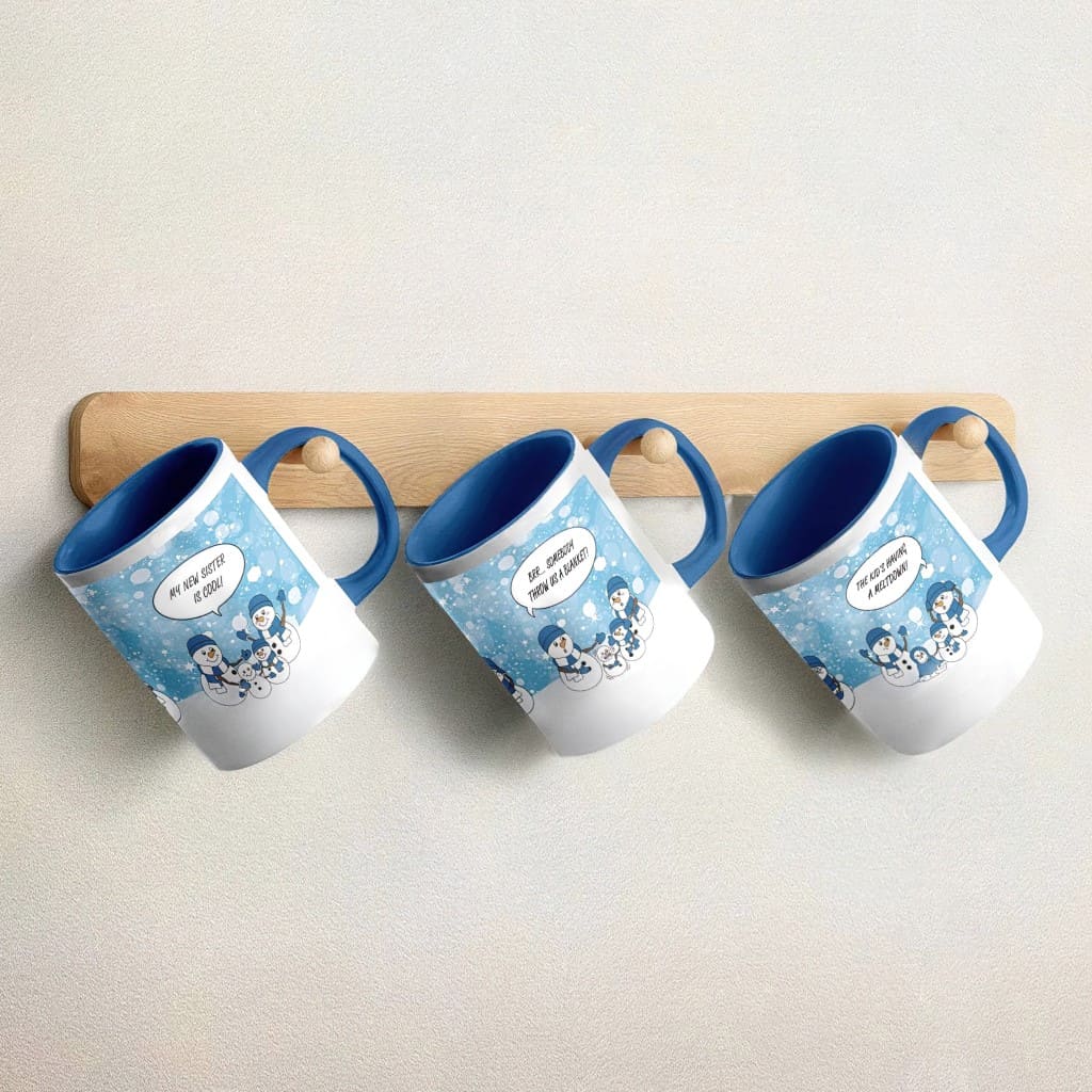 Blue Snowman Family - Set of 3 Mugs