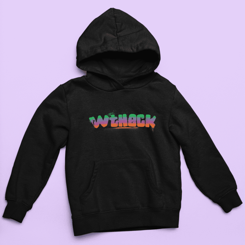 Black Hoodie Wt Heck Front Flat