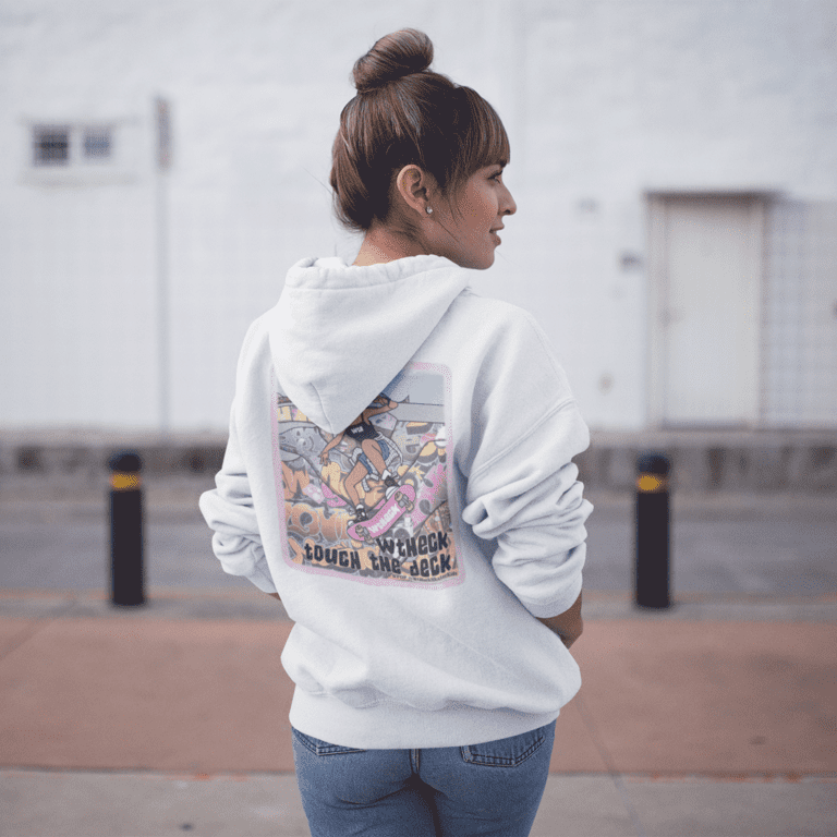 Girls Hoodie Wt Heck Skater Girl Back White