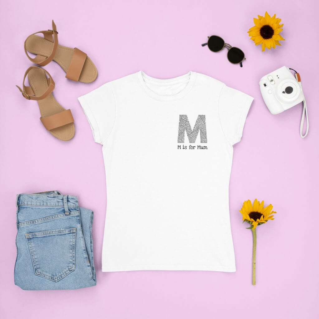M is for Mum Mothers Day T-Shirt with Accessories
