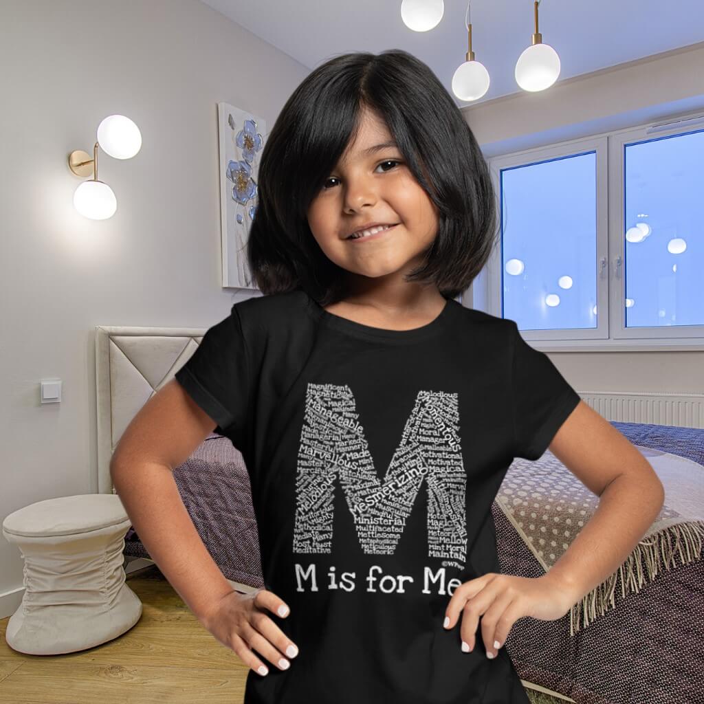 Personalised Alphabet T-Shirt M is for Me using Positive Words