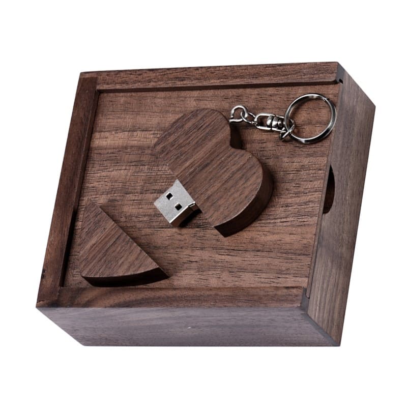 Wooden Heart Keyring USB Stick
